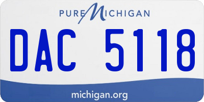 MI license plate DAC5118
