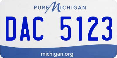 MI license plate DAC5123