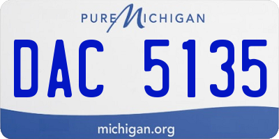 MI license plate DAC5135