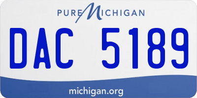 MI license plate DAC5189