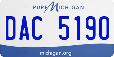 MI license plate DAC5190