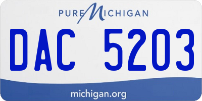 MI license plate DAC5203