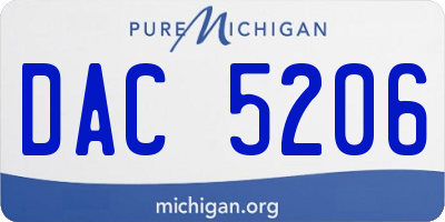 MI license plate DAC5206