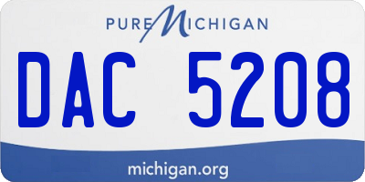 MI license plate DAC5208