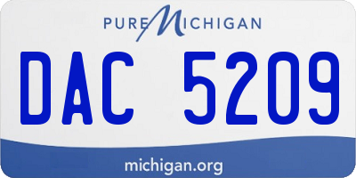 MI license plate DAC5209