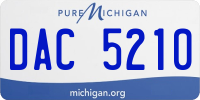 MI license plate DAC5210