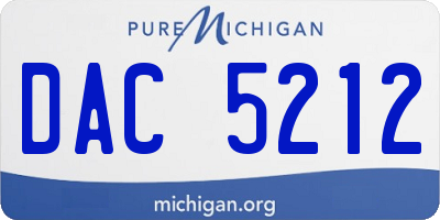 MI license plate DAC5212