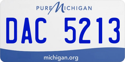 MI license plate DAC5213