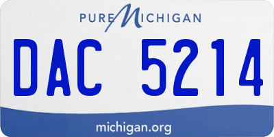 MI license plate DAC5214