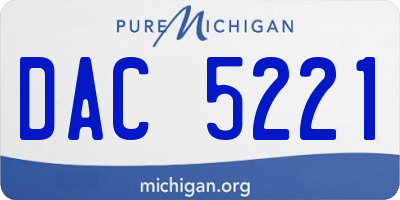 MI license plate DAC5221