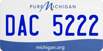 MI license plate DAC5222