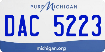 MI license plate DAC5223