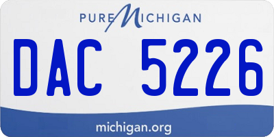 MI license plate DAC5226