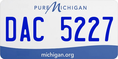 MI license plate DAC5227