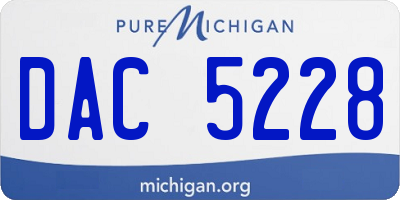 MI license plate DAC5228