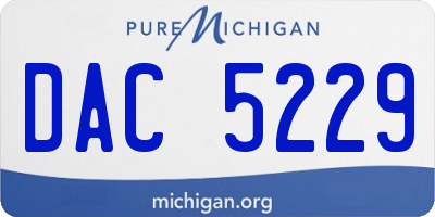 MI license plate DAC5229