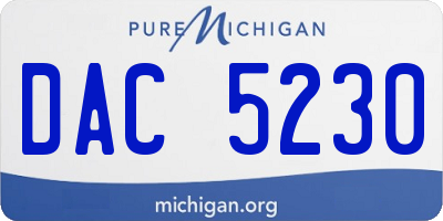 MI license plate DAC5230