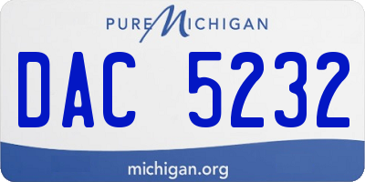 MI license plate DAC5232