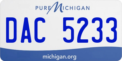 MI license plate DAC5233