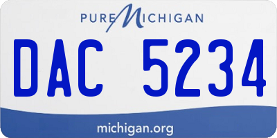 MI license plate DAC5234