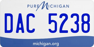 MI license plate DAC5238