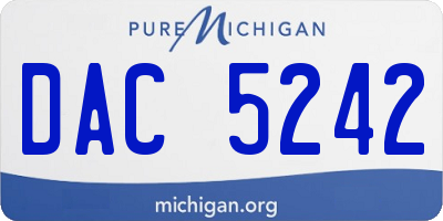 MI license plate DAC5242