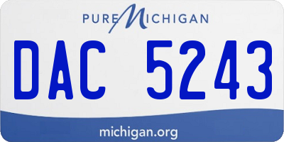 MI license plate DAC5243