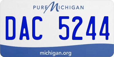 MI license plate DAC5244