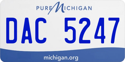 MI license plate DAC5247