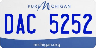 MI license plate DAC5252