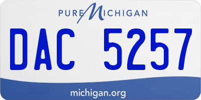 MI license plate DAC5257