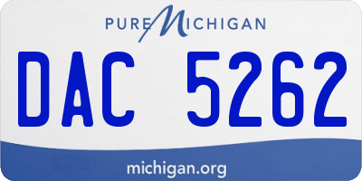 MI license plate DAC5262