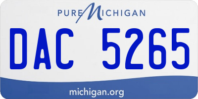 MI license plate DAC5265