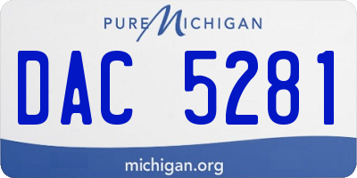 MI license plate DAC5281