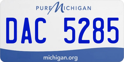 MI license plate DAC5285