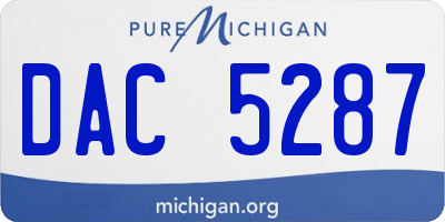 MI license plate DAC5287