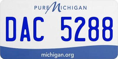 MI license plate DAC5288