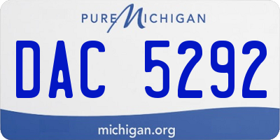 MI license plate DAC5292