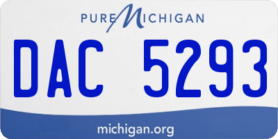 MI license plate DAC5293
