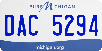 MI license plate DAC5294