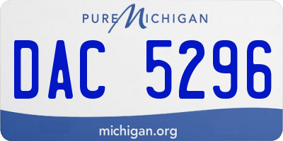 MI license plate DAC5296