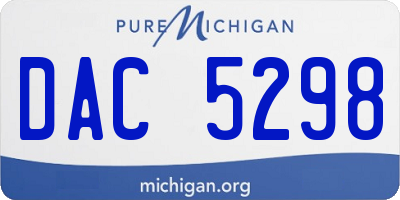 MI license plate DAC5298