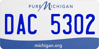 MI license plate DAC5302