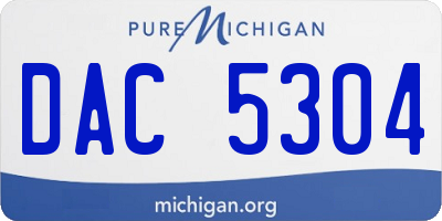 MI license plate DAC5304