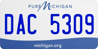 MI license plate DAC5309