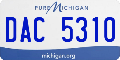 MI license plate DAC5310