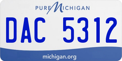 MI license plate DAC5312