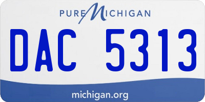 MI license plate DAC5313