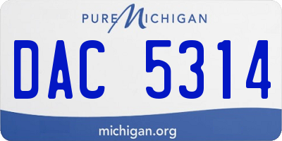 MI license plate DAC5314