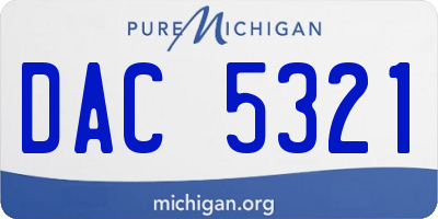 MI license plate DAC5321